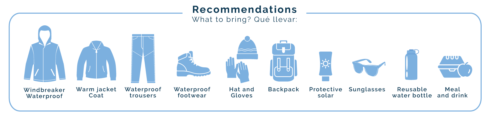 Qué llevar - Recomendaciones